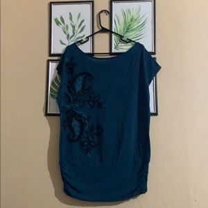 2x heart soul banded bottom top teal